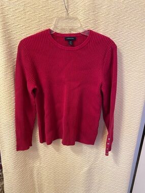 Lands' End Women's Ribbed Crew Neck Sweater - Red